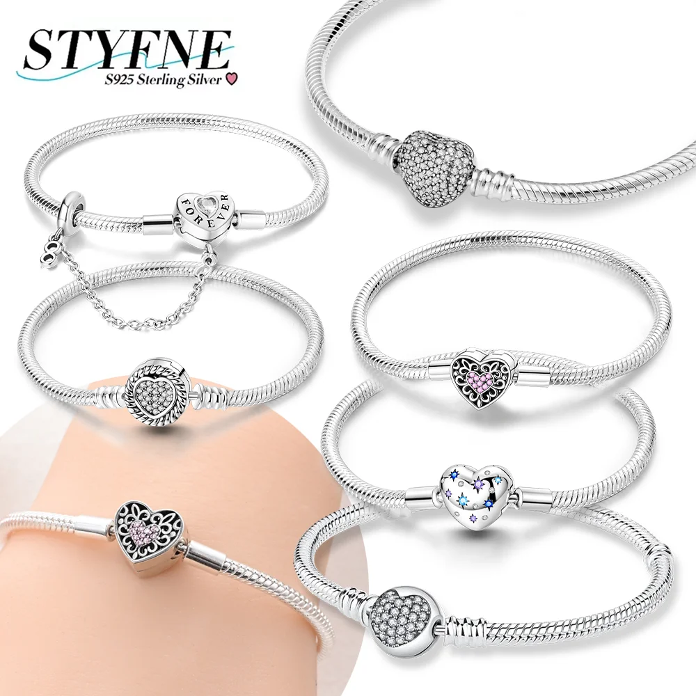 925 Sterling Silver Sparkling Love White Zircon Original Bracelet DIY Beaded Exquisite Fine Jewelry Gift for Women
925 Sterling Silver Sparkling Love White Zircon Original Bracelet DIY Beaded Exquisite Fine Jewelry Gift for Women