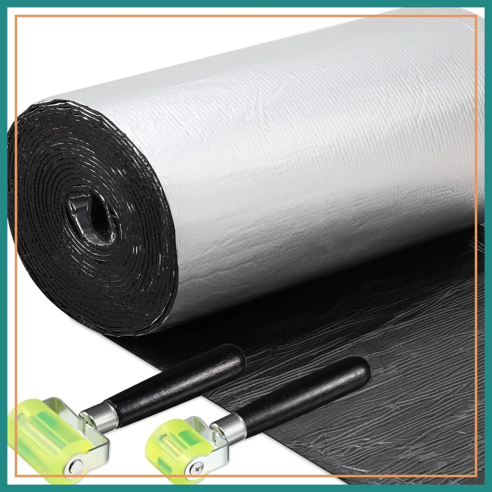 53.9 Sqft Car Sound Insulation Mat with Rubber Roller - 196 Mil Heat & Noise Deadener for Hood, Ceiling, Door (20x394 Inch)
53.9 Sqft Car Sound Insulation Mat with Rubber Roller - 196 Mil Heat & Noise Deadener for Hood, Ceiling, Door (20x394 Inch)