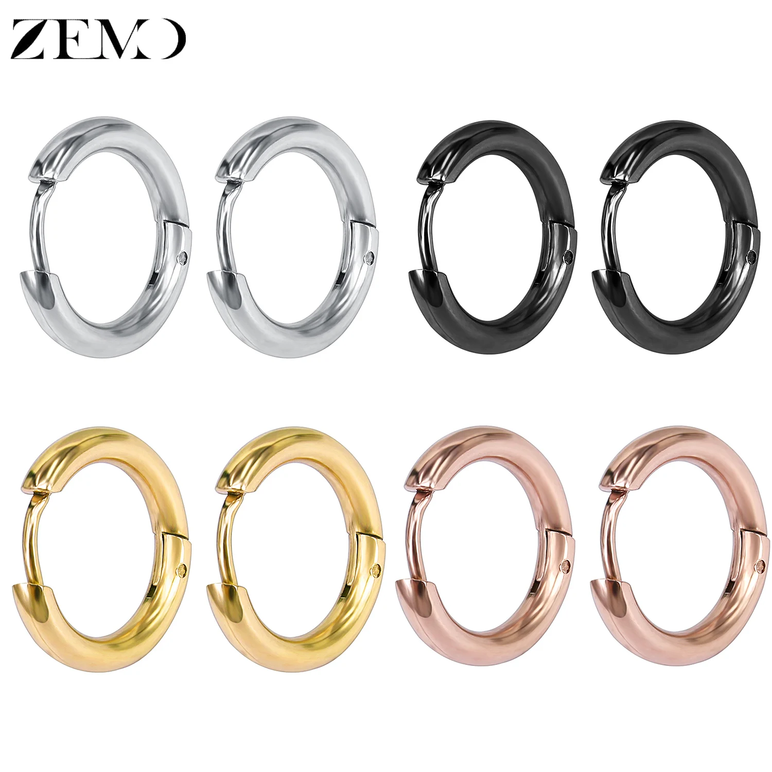 ZEMO 1 Piece 316L Stainless Steel Huggie Hoop Earrings For Men Women 4 Color Round Helix Conch Cartilage Piercing Jewelry 6-20MM
ZEMO 1 Piece 316L Stainless Steel Huggie Hoop Earrings For Men Women 4 Color Round Helix Conch Cartilage Piercing Jewelry 6-20MM