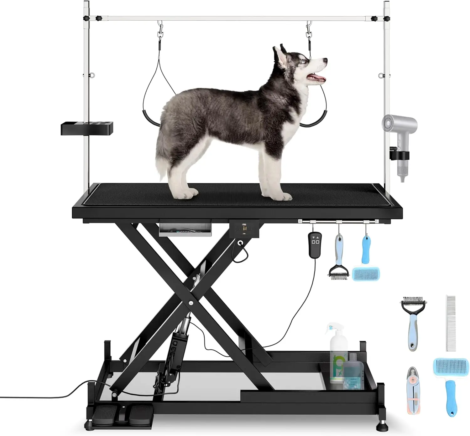 Electric Lift Pet Dog Grooming Table, Upgrade 50 Inch Heavy Duty 9'' -36'' Adjustable Height Professional Pet Grooming Table
Electric Lift Pet Dog Grooming Table, Upgrade 50 Inch Heavy Duty 9'' -36'' Adjustable Height Professional Pet Grooming Table