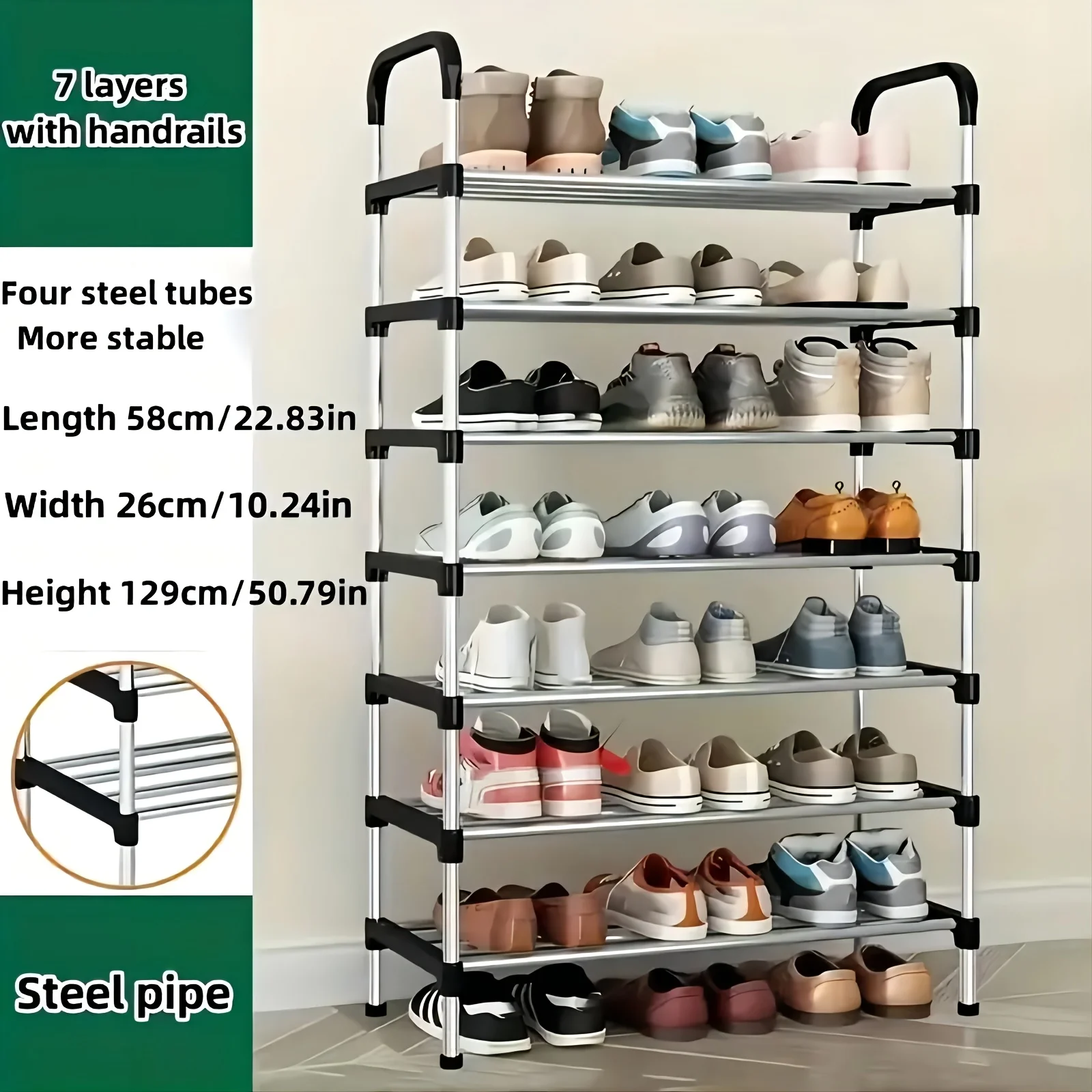 Multi-Tier A-Frame Shoe Rack - Sturdy Plastic & Stainless Steel Storage Shelf for Entryway, Dorm & Living Room
Multi-Tier A-Frame Shoe Rack - Sturdy Plastic & Stainless Steel Storage Shelf for Entryway, Dorm & Living Room