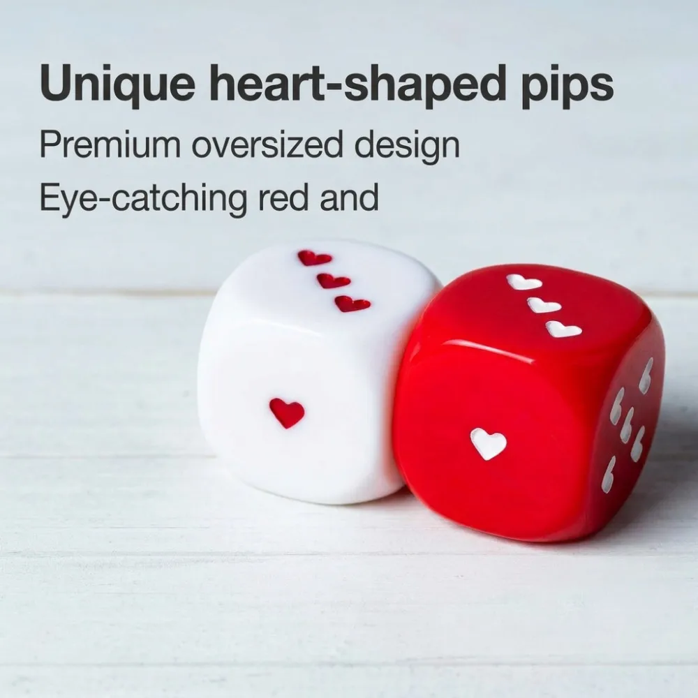 2pcs/set White/Red Heart Dice 25mm/0.98in Acrylic 6-sided Rounded Heart Dice Bar Party Family Games Entertainment
2pcs/set White/Red Heart Dice 25mm/0.98in Acrylic 6-sided Rounded Heart Dice Bar Party Family Games Entertainment