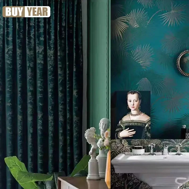 New Retro Dutch Velvet Dark Green Bronzing Jacquard Curtains For Living Dining Room Bedroom High-grade Blackout Curtain Custom
New Retro Dutch Velvet Dark Green Bronzing Jacquard Curtains For Living Dining Room Bedroom High-grade Blackout Curtain Custom