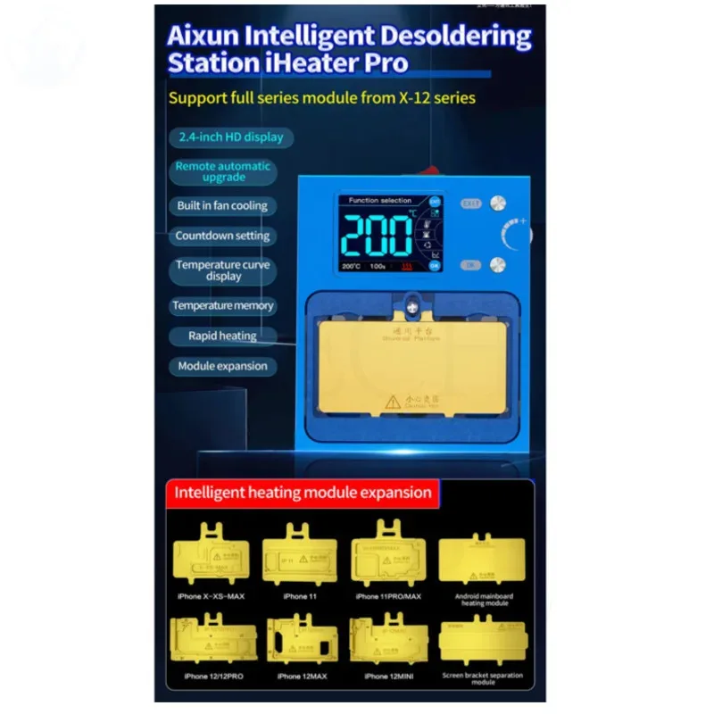 Aixun Intelligent Solder Station iHeater Pro with Rear Camera Heat module iHeaterPro For iPhoneX-12promax Universal Andriod use
Aixun Intelligent Solder Station iHeater Pro with Rear Camera Heat module iHeaterPro For iPhoneX-12promax Universal Andriod use