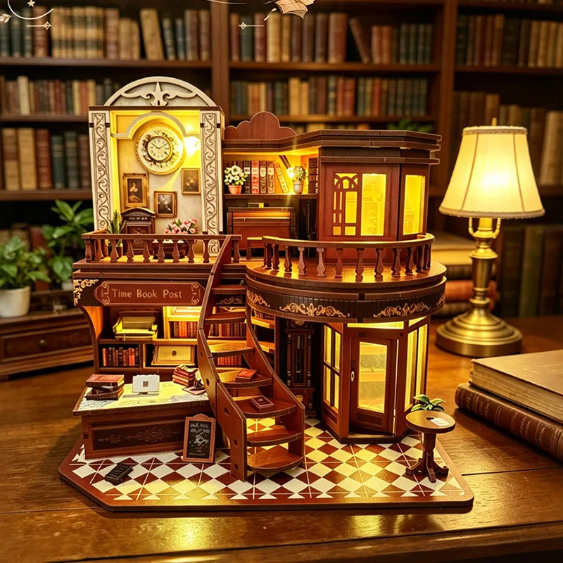 DIY Wooden Dollhouse Vintage Time Bookstore Miniature With Furniture Kit Assemble Model Toys for Children Adult Birthday Gift
DIY Wooden Dollhouse Vintage Time Bookstore Miniature With Furniture Kit Assemble Model Toys for Children Adult Birthday Gift