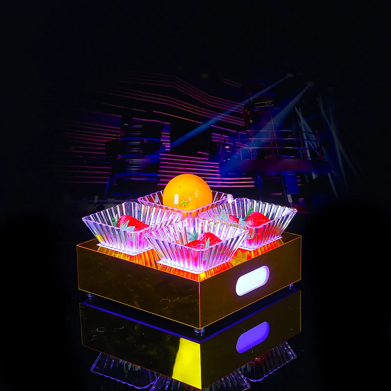 Acrylic bar luminous fruit rack KTV bar snack tray LED display rack suitable for parties
Acrylic bar luminous fruit rack KTV bar snack tray LED display rack suitable for parties