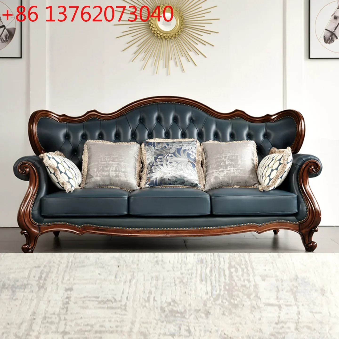 Mahogany core wood American solid wood leather sofa combination European three-person furniture
Mahogany core wood American solid wood leather sofa combination European three-person furniture
