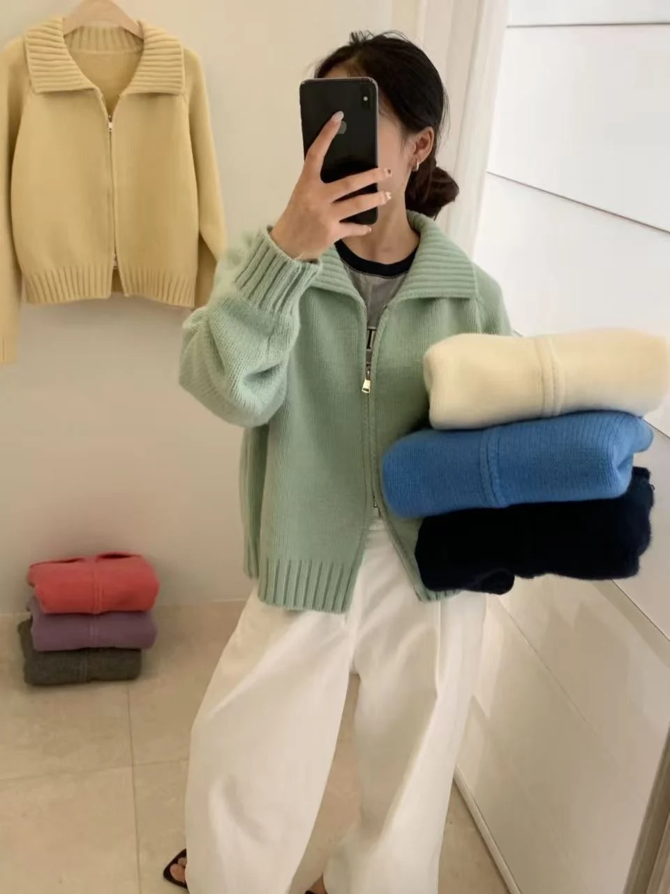 Ele Simple Faion вязаный открытый кардиган с двойной молнией, женский осенне-зимний новый цветной универсальный свитер Jaet
Ele Simple Faion вязаный открытый кардиган с двойной молнией, женский осенне-зимний новый цветной универсальный свитер Jaet