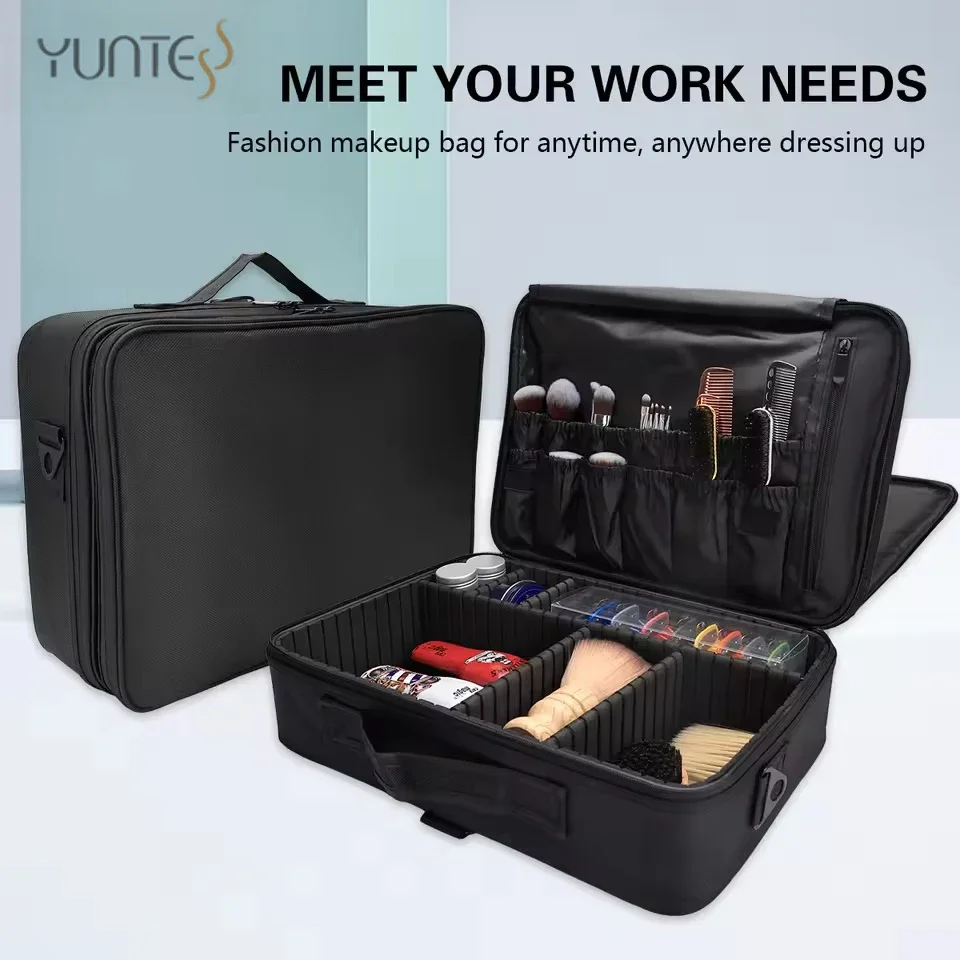Travel Makeup Case Waterproof Cosmetic Organizer Adjustable Beauty Tool Box with Adjustable 3 Dividers for Hair Stylist
Travel Makeup Case Waterproof Cosmetic Organizer Adjustable Beauty Tool Box with Adjustable 3 Dividers for Hair Stylist