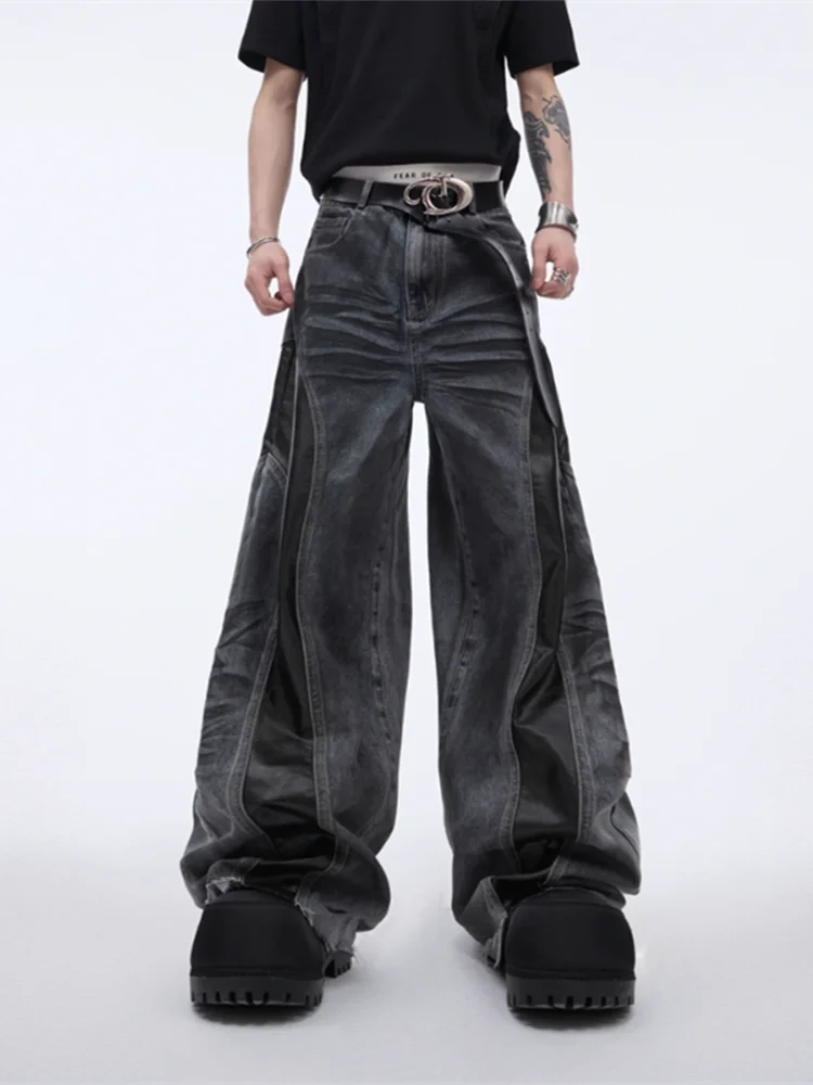 2025 Cyber Y2K Streetwear Black Pu Leather Patchwork Baggy Flare Jeans Pants Men Clothing Washed Black Wide Leg Denim Trousers
2025 Cyber Y2K Streetwear Black Pu Leather Patchwork Baggy Flare Jeans Pants Men Clothing Washed Black Wide Leg Denim Trousers