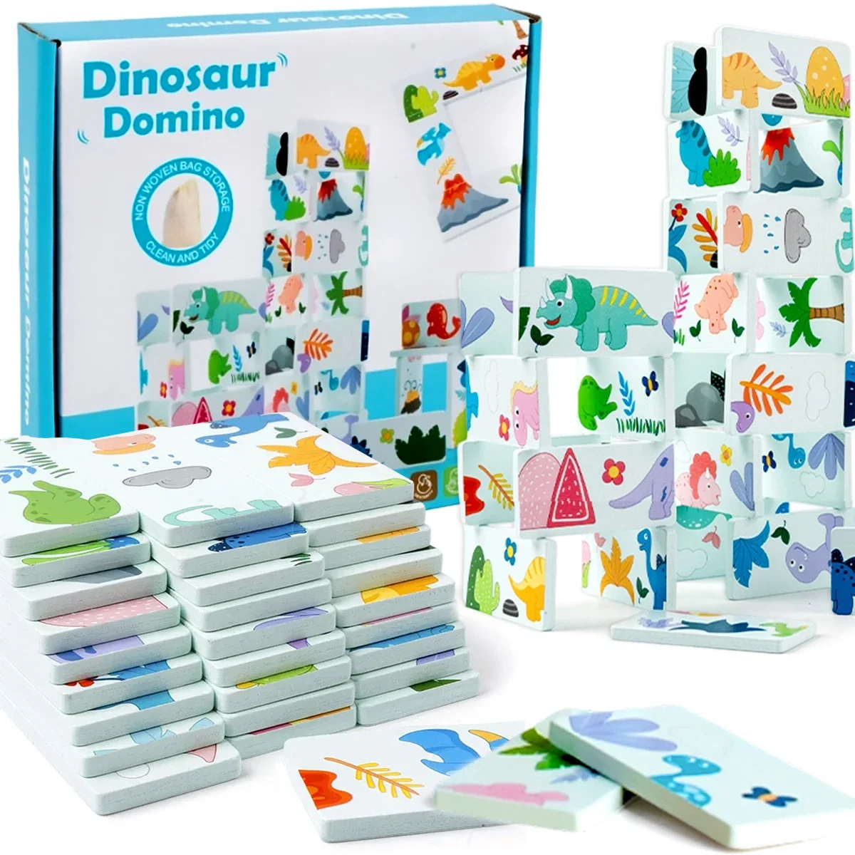 Montessori Kids educational dinosaur domino matching exercise fine motor hand-eye coordination stacking building Toys
Montessori Kids educational dinosaur domino matching exercise fine motor hand-eye coordination stacking building Toys