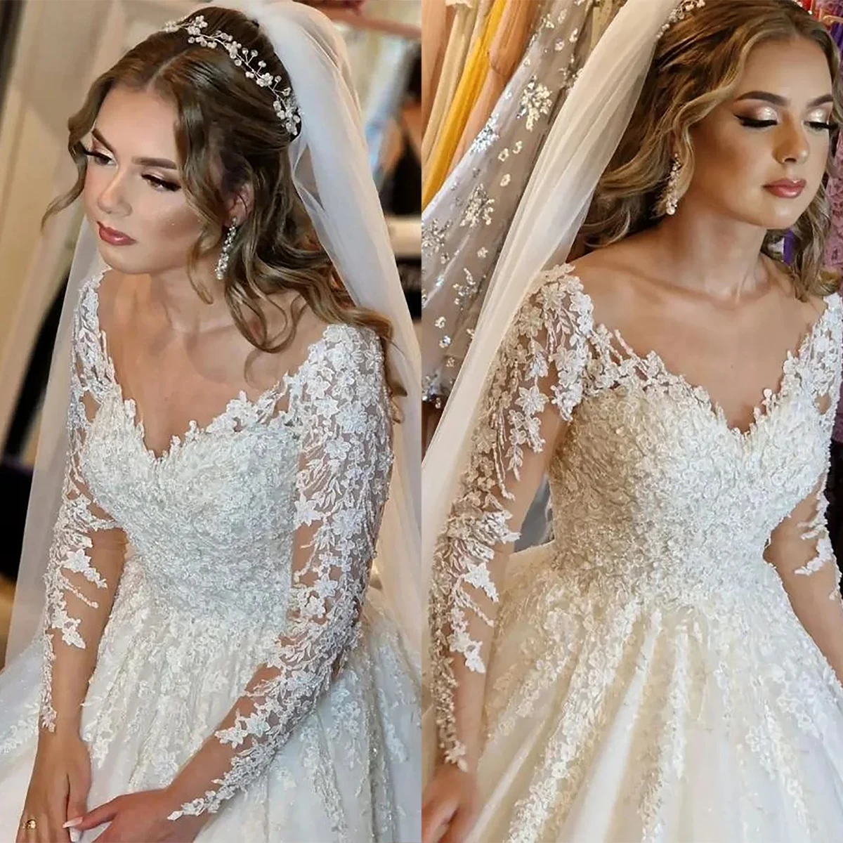 Classic Princess Matching Wedding Dresses Royal Train Ball-Gown Floor-Length Embroidered Lace On Net Princess Dress Custom Made
Classic Princess Matching Wedding Dresses Royal Train Ball-Gown Floor-Length Embroidered Lace On Net Princess Dress Custom Made