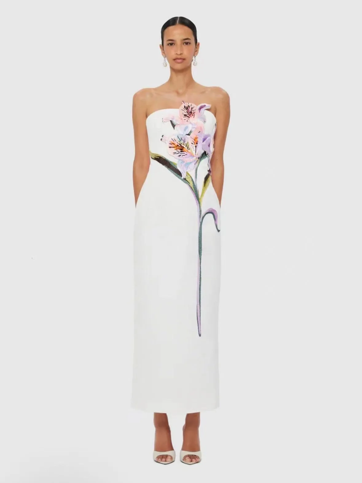 Strapless 3D Lily Floral Print Maxi Dress 2026 Elegant Bodycon Evening Party Dress Women White/Red Formal Cocktail Wedding Guest
Strapless 3D Lily Floral Print Maxi Dress 2026 Elegant Bodycon Evening Party Dress Women White/Red Formal Cocktail Wedding Guest