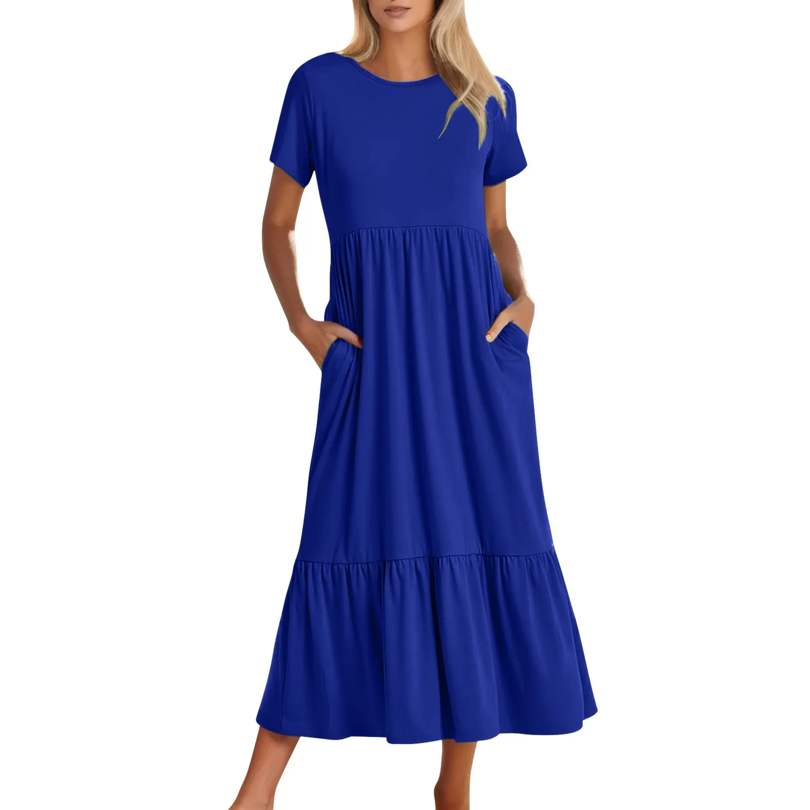 Casual Women Long Dress With Pockets Short Sleeve Round Neck Summer Dress Solid Color Elegant Maxi Dresses Robes Longues
Casual Women Long Dress With Pockets Short Sleeve Round Neck Summer Dress Solid Color Elegant Maxi Dresses Robes Longues