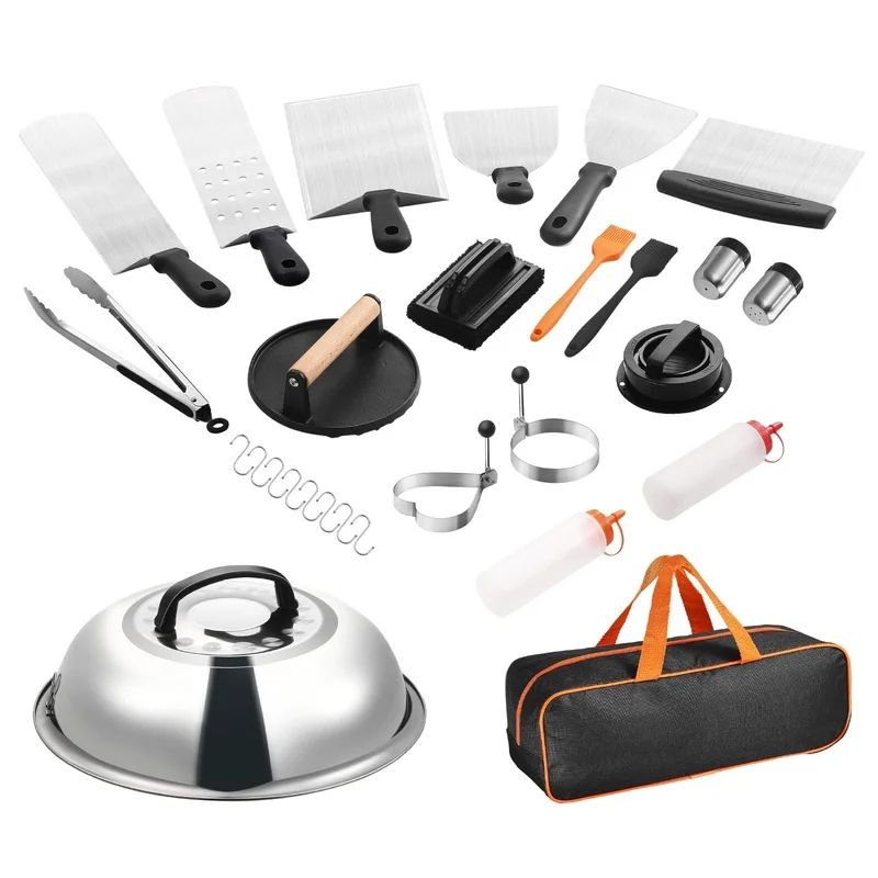 28-Piece Griddle Accessory Set with Stainless Steel Spatula, Grill Tools for Flat Top BBQ
28-Piece Griddle Accessory Set with Stainless Steel Spatula, Grill Tools for Flat Top BBQ