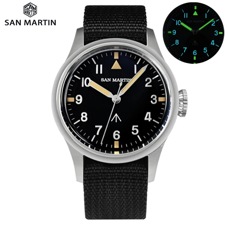 San Martin SN0105 Men's Pilot Watch NH35 Movement Sapphire 10Bar Waterproof Luminous Nylon Strap Automatic Mechanical Watches
San Martin SN0105 Men's Pilot Watch NH35 Movement Sapphire 10Bar Waterproof Luminous Nylon Strap Automatic Mechanical Watches