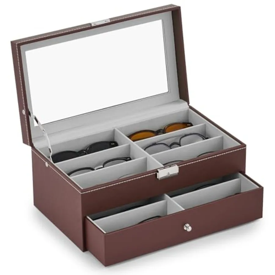 Sunglasses Organizer with 12 Slots, Leather Eyeglasses Storage Box for Women Men, 2 Story Lockable Display Case for Multiple Gl
Sunglasses Organizer with 12 Slots, Leather Eyeglasses Storage Box for Women Men, 2 Story Lockable Display Case for Multiple Gl