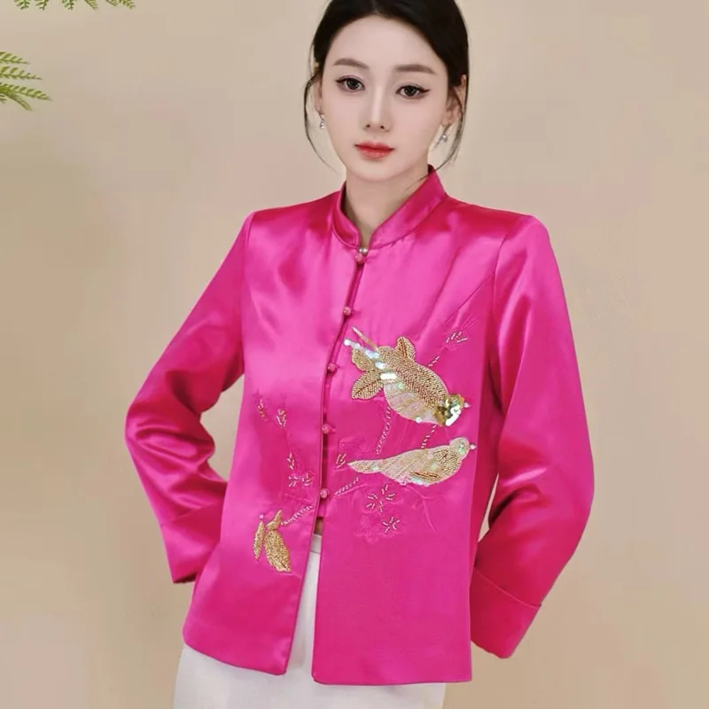 High-end Spring New Year Soft Jacket Acetate Fabric Beading Birds Fashion Comfortable Coat for Women S-XL
High-end Spring New Year Soft Jacket Acetate Fabric Beading Birds Fashion Comfortable Coat for Women S-XL