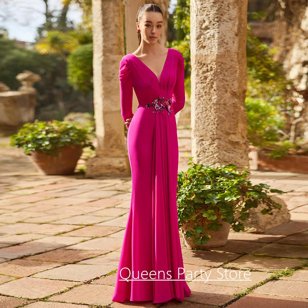 Fashion Mother of The Bride Dress Customized V Neck 3/4 Sleeves Sequined Beading Pleat Mermaid Evening Dresses Party Gown
Fashion Mother of The Bride Dress Customized V Neck 3/4 Sleeves Sequined Beading Pleat Mermaid Evening Dresses Party Gown