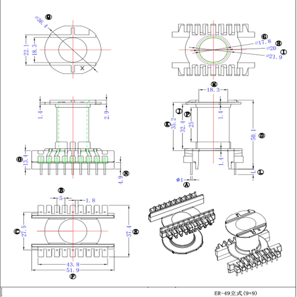 ETD4950 ER49EC49ferrite core PC44 materical and bobbin vertical 9+9 pins 2sets/lot free shipping
ETD4950 ER49EC49ferrite core PC44 materical and bobbin vertical 9+9 pins 2sets/lot free shipping