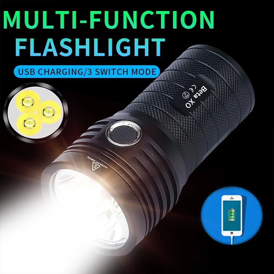 High Power LED Flashlight Super Bright Tactical Torch USB Rechargeable Strong Light Lamp Outdoor Portable Lantern Waterproof
High Power LED Flashlight Super Bright Tactical Torch USB Rechargeable Strong Light Lamp Outdoor Portable Lantern Waterproof
