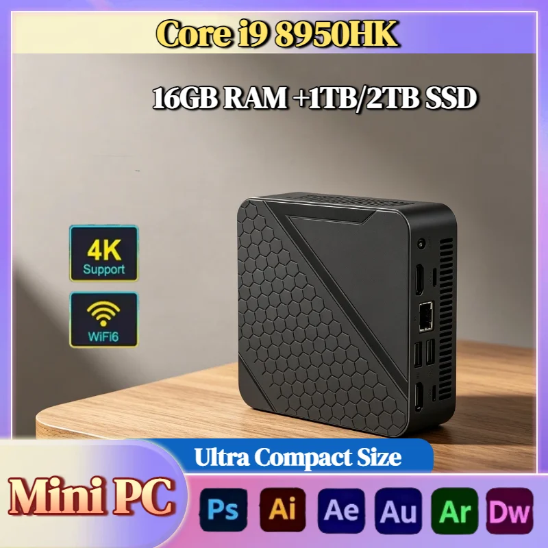 Intel i9 8950HK Mini Desktop PC 16GB DDR4 NVMe SSD Triple 4K WiFi6 Silent Cooling Office Home Computer Ultra Fast Pro
Intel i9 8950HK Mini Desktop PC 16GB DDR4 NVMe SSD Triple 4K WiFi6 Silent Cooling Office Home Computer Ultra Fast Pro