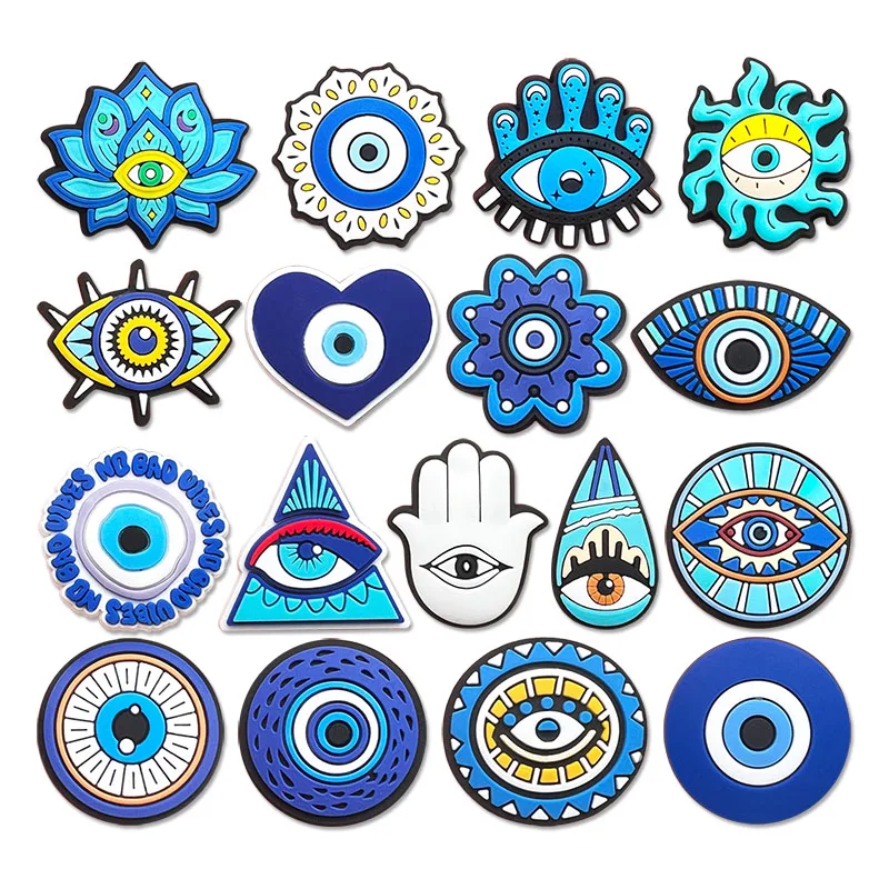 1-18pcs Evil Eyes Series PVC Shoe Charms for Clogs Accessories Bubble Slides Sandals Shoe Buckles Decoration Fits Friends Gifts
1-18pcs Evil Eyes Series PVC Shoe Charms for Clogs Accessories Bubble Slides Sandals Shoe Buckles Decoration Fits Friends Gifts
