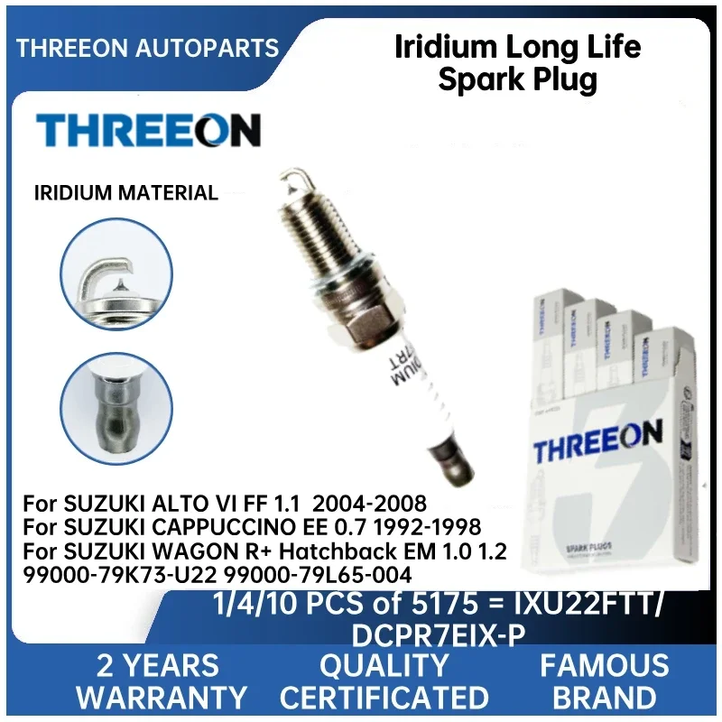 KIRSTEN Iridium Spark Plug For SUZUKI ALTO VI FF 1.1 CAPPUCCINO EE 0.7 WAGON R+ Hatchback EM 1.0 1.2 99000-79K73-U22 79L65-004
KIRSTEN Iridium Spark Plug For SUZUKI ALTO VI FF 1.1 CAPPUCCINO EE 0.7 WAGON R+ Hatchback EM 1.0 1.2 99000-79K73-U22 79L65-004