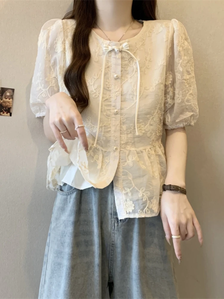 New Chinese Style Button up Short Sleeve Lace Shirt Women Summer plus Size Hide Belly Slimming High End Feelings Traditional ...
New Chinese Style Button up Short Sleeve Lace Shirt Women Summer plus Size Hide Belly Slimming High End Feelings Traditional ...