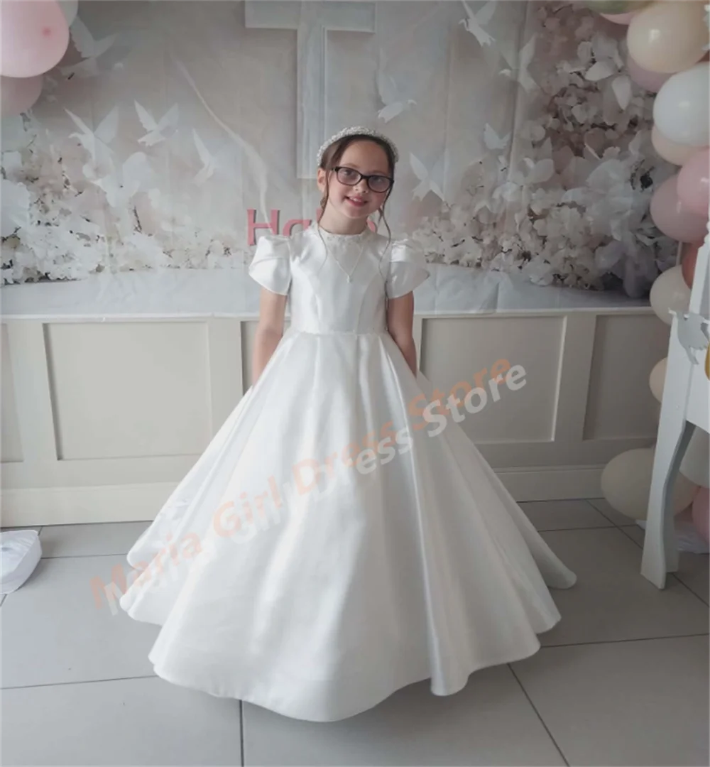 White Satin Bow Flower Girl Dress for Weddings Trailing Kids' First Communion Party Banquet Beauty Pageant Dress
White Satin Bow Flower Girl Dress for Weddings Trailing Kids' First Communion Party Banquet Beauty Pageant Dress