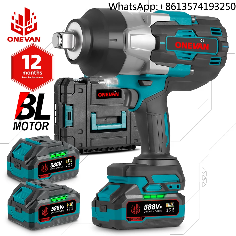 ONEVAN 1000W Electric Impact Wrench Cordless Brushless 3/4 2200 N.m Torque Power Wrench with Battery Pack
ONEVAN 1000W Electric Impact Wrench Cordless Brushless 3/4 2200 N.m Torque Power Wrench with Battery Pack