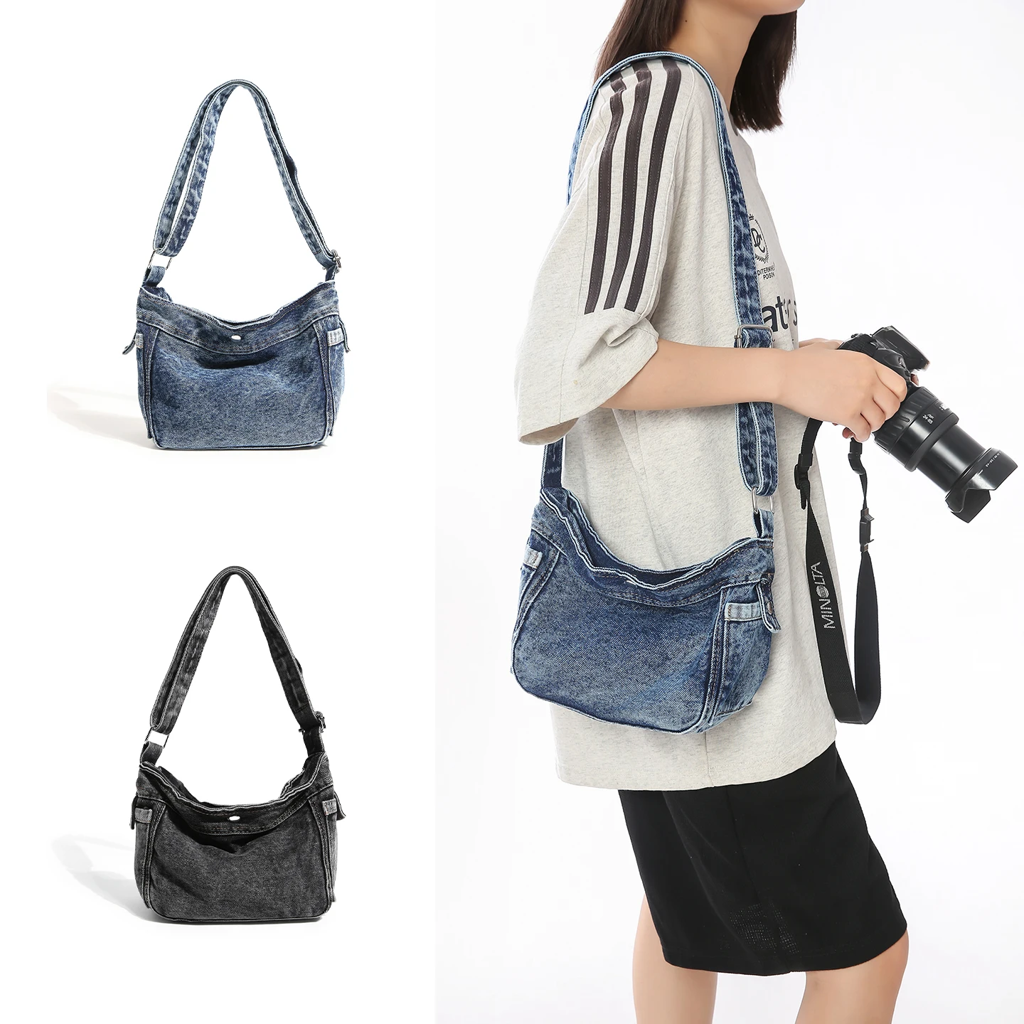 American Streetwear Denim Hobo Bag Washed Blue Black Jeans Crossbody Bag Multi-Pocket Casual Shoulder Bag for Daily Travel Kpop
American Streetwear Denim Hobo Bag Washed Blue Black Jeans Crossbody Bag Multi-Pocket Casual Shoulder Bag for Daily Travel Kpop