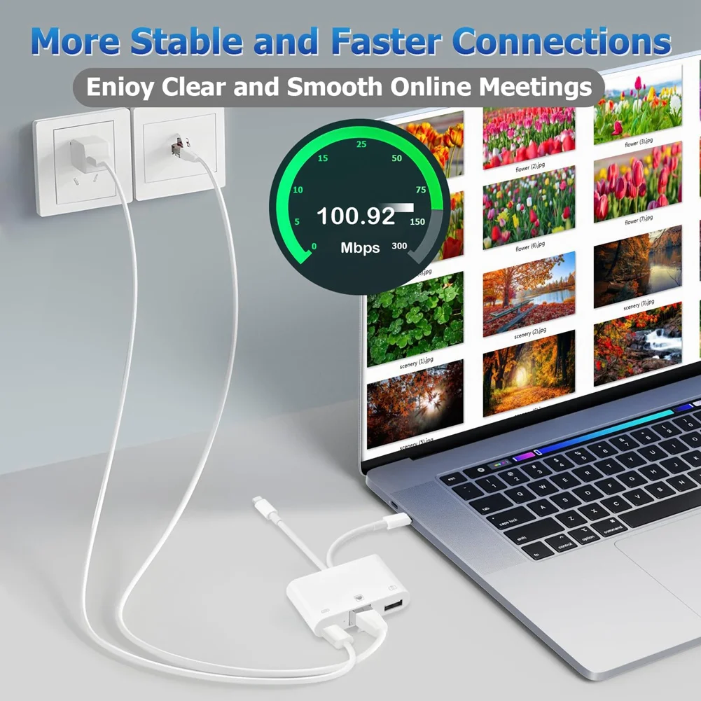 NEW!! RJ45 Ethernet Adapter Network Adapter, with Charge Port and USB Port, Plug and Play, 100Mbps Ethernet Network
NEW!! RJ45 Ethernet Adapter Network Adapter, with Charge Port and USB Port, Plug and Play, 100Mbps Ethernet Network