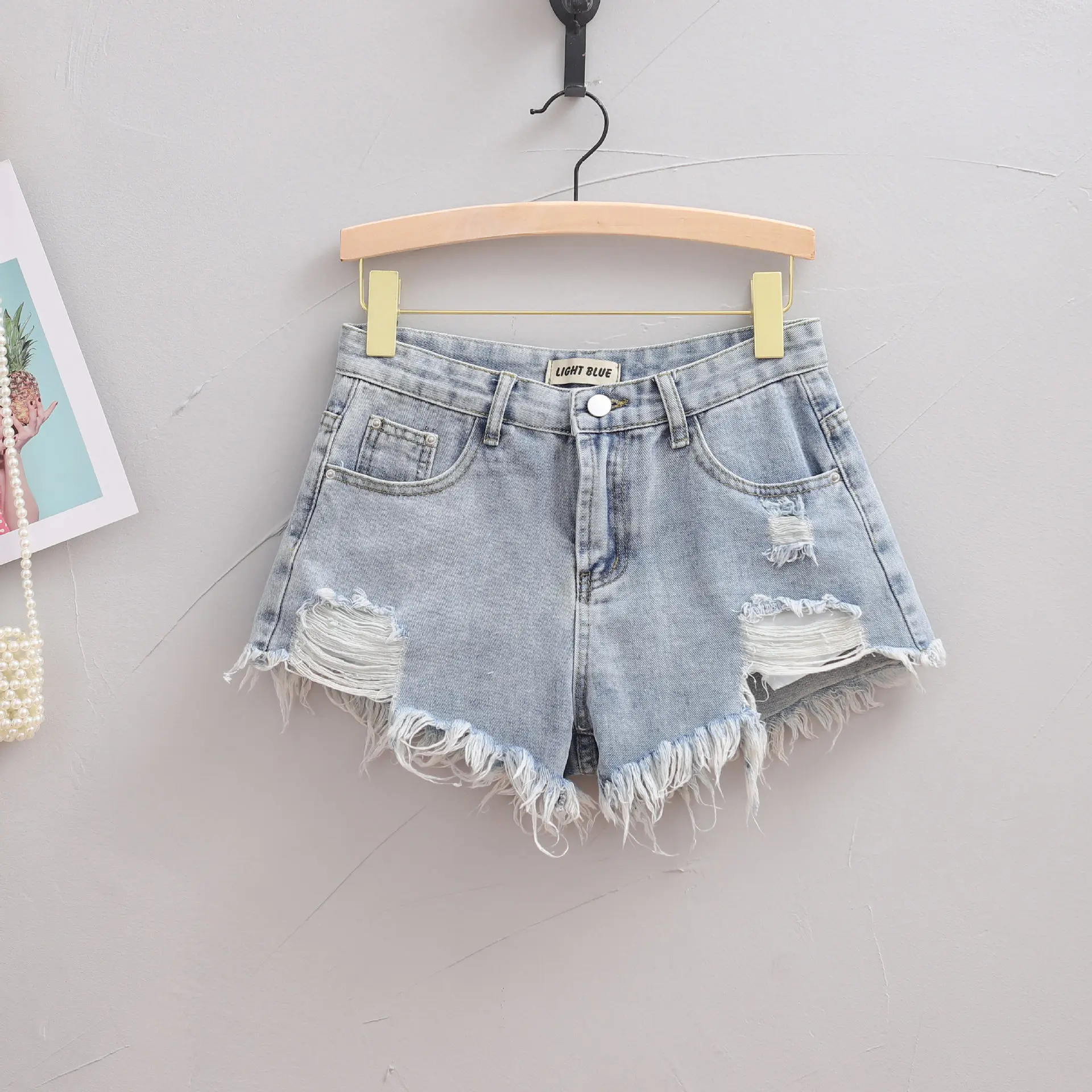 Women's Sky Blue Ripped Fringed Denim Shorts Hot Pants Summer Booty Shorts
Women's Sky Blue Ripped Fringed Denim Shorts Hot Pants Summer Booty Shorts