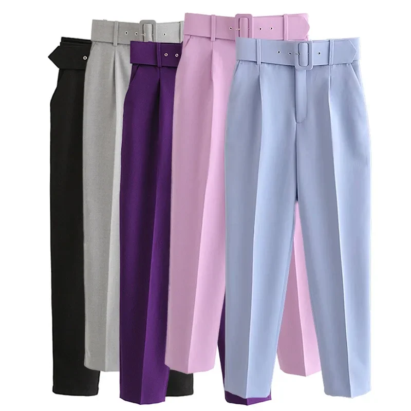 Women Spring and Fall New Women's Solid Color High Waist with Belt Casual Straight Suit Pants
Women Spring and Fall New Women's Solid Color High Waist with Belt Casual Straight Suit Pants