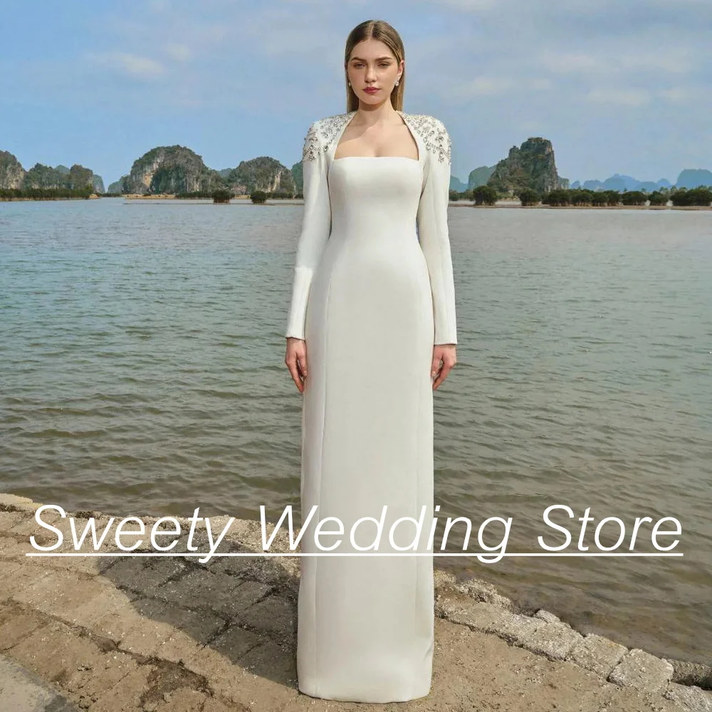 Elegant Arabian Wedding Dress Vestidos De Novia Long Sleeves Beading Crystals Straight Bride Dresses for Woman Custom Size
Elegant Arabian Wedding Dress Vestidos De Novia Long Sleeves Beading Crystals Straight Bride Dresses for Woman Custom Size