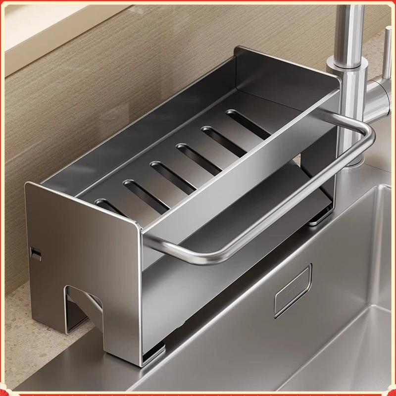 Kitchen Sink Storage Shelf, Dual-use Countertop & Faucet Rack for Cleaning Tools Storage