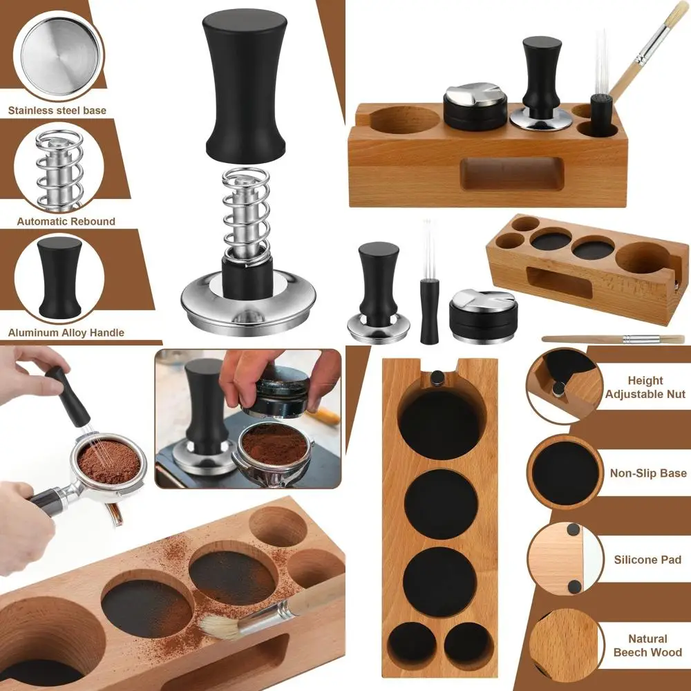 Набор из 5 предметов: комплект для темперовки кофе 54 мм с деревянной подставкой, мешалкой, ковриком для темперовки и многофункциональными инструментами
Набор из 5 предметов: комплект для темперовки кофе 54 мм с деревянной подставкой, мешалкой, ковриком для темперовки и многофункциональными инструментами