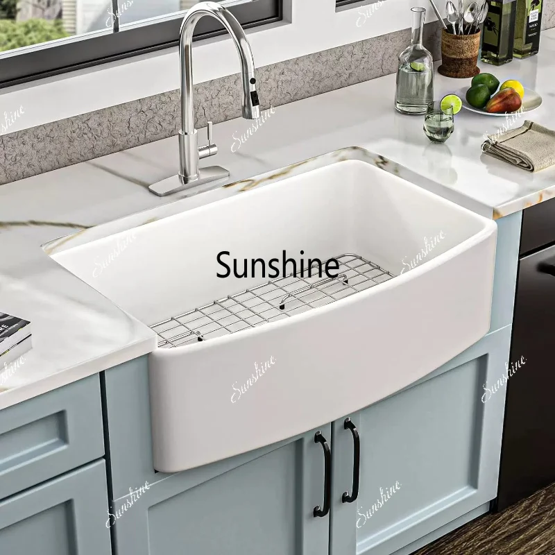 Ceramic sink kitchen American curved apron kitchen small apartment
Ceramic sink kitchen American curved apron kitchen small apartment