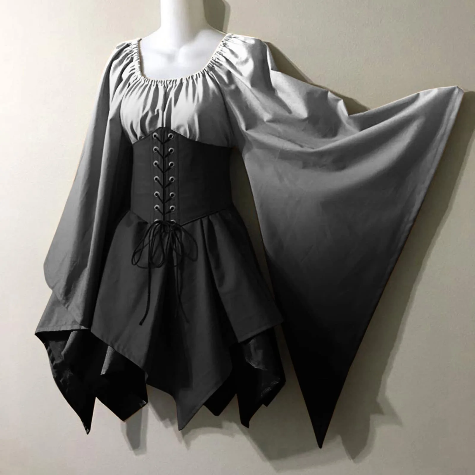 Medieval Corset Dress Renaissance Fairy Elf Robin Hood Cosplay Costumes Halloween Women Flare Sleeve Gown Party A Line Dress 
Medieval Corset Dress Renaissance Fairy Elf Robin Hood Cosplay Costumes Halloween Women Flare Sleeve Gown Party A Line Dress