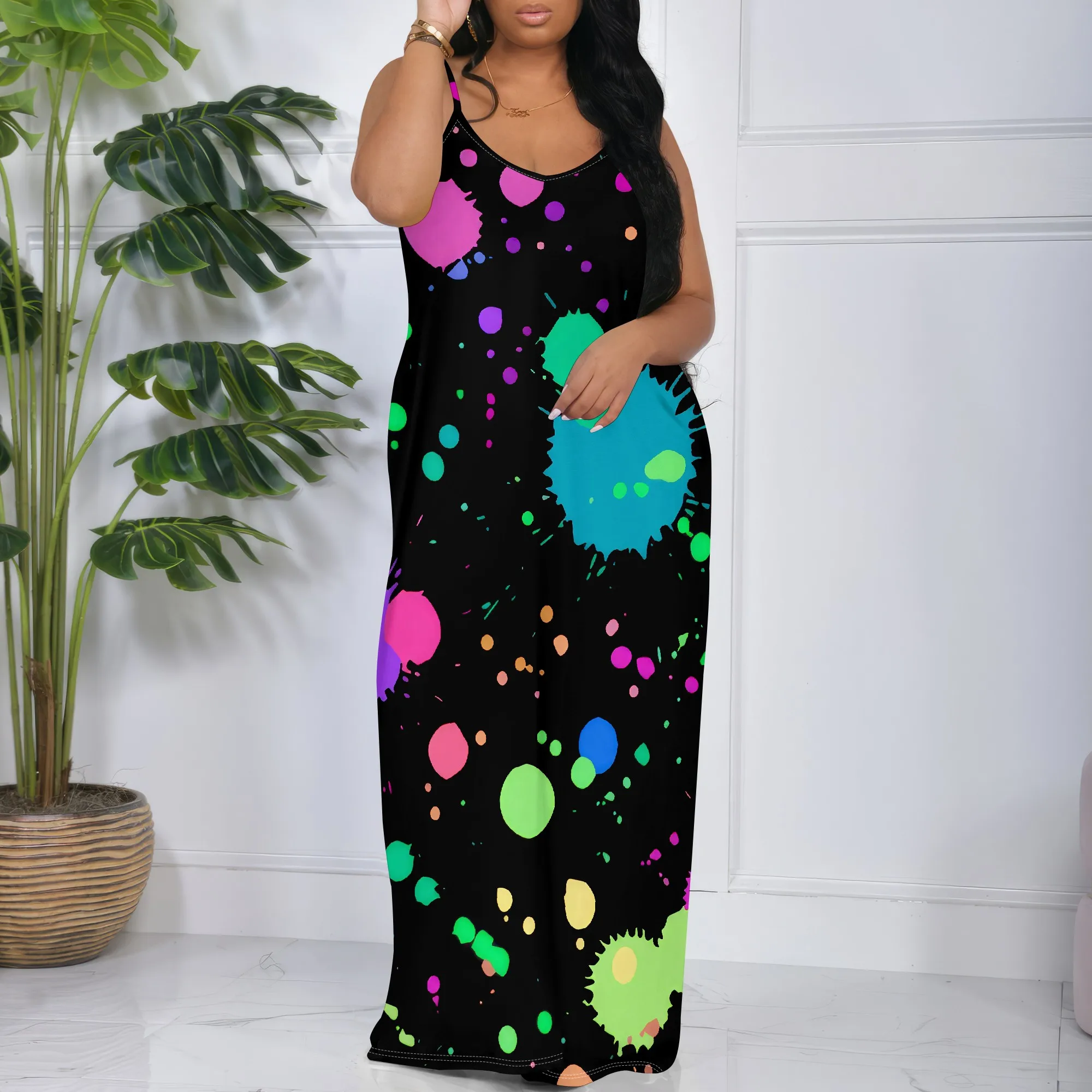 Womens Sexy Casual Dresses for Curvy Women 3D Printed halterneck dress Short Sleeve Loose Maxi Dress
Womens Sexy Casual Dresses for Curvy Women 3D Printed halterneck dress Short Sleeve Loose Maxi Dress