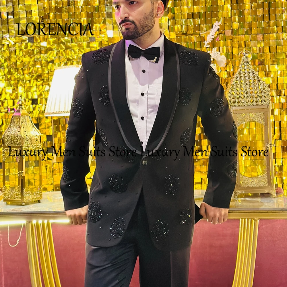 Leisure Crystal Men Suits 2 Pieces Single Breasted Tuxedos Wedding Groom Customized Blazer Pants terno smoking masculino
Leisure Crystal Men Suits 2 Pieces Single Breasted Tuxedos Wedding Groom Customized Blazer Pants terno smoking masculino