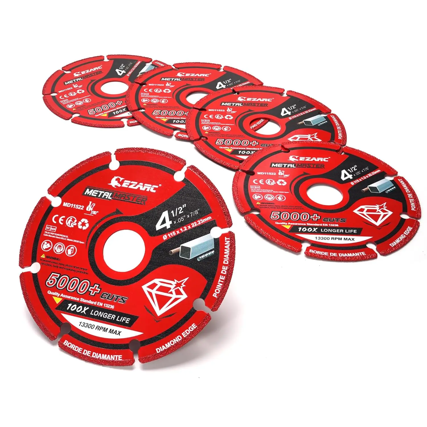 4.5-Inch Carbide Cutting Discs for Wood, Nails, Plaster & Plastics - 5-Pack Red
4.5-Inch Carbide Cutting Discs for Wood, Nails, Plaster & Plastics - 5-Pack Red