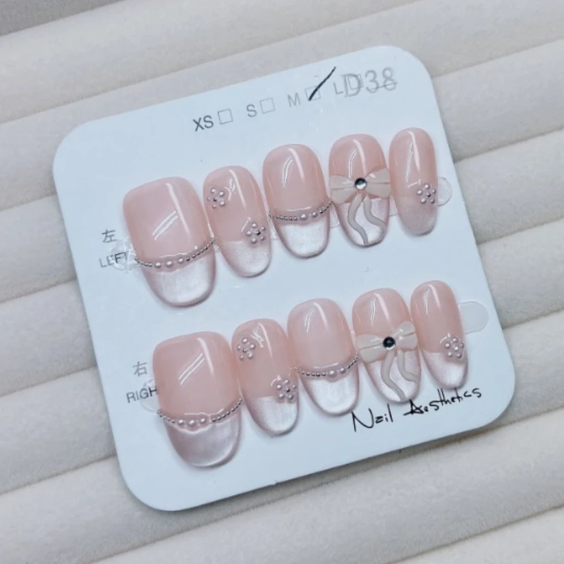 10pcs White Cat Eye French Korean Press on Nails with Sticky Tabs 3D Butterfly Knot Pearl Nail Tips Beautiful Short False Nails
10pcs White Cat Eye French Korean Press on Nails with Sticky Tabs 3D Butterfly Knot Pearl Nail Tips Beautiful Short False Nails