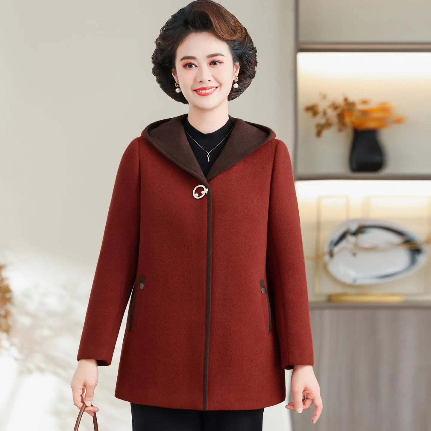 Faionable Autumn Winter Woolen Coat for Middle Aged And ly Women Hooded Mom Sle Wide Lady Trendy Large Size Knitwear
Faionable Autumn Winter Woolen Coat for Middle Aged And ly Women Hooded Mom Sle Wide Lady Trendy Large Size Knitwear