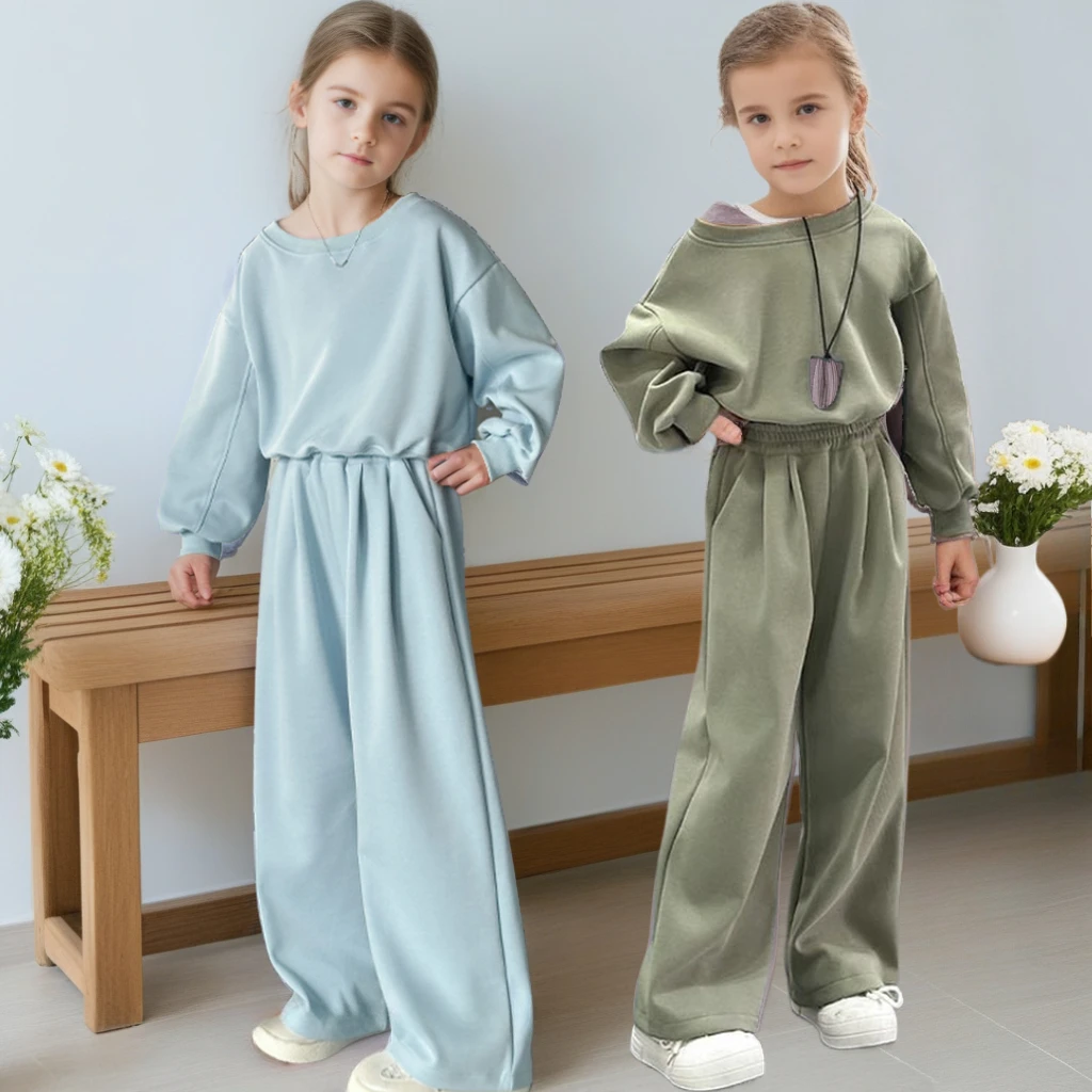 Girls Tracksuit 2025 Spring Short Pullovers Wide Leg Pants 2-piece School Teen Kids Clothes Set Casual Daily Children Sportswear
Girls Tracksuit 2025 Spring Short Pullovers Wide Leg Pants 2-piece School Teen Kids Clothes Set Casual Daily Children Sportswear
