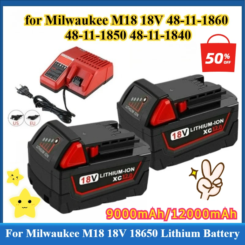 100% New for Milwaukee M18 18V 9000mAh/12000mAh 18650 Lithium Replacement Battery for Milwaukee 48-11-1860 48-11-1850 48-11-1840
100% New for Milwaukee M18 18V 9000mAh/12000mAh 18650 Lithium Replacement Battery for Milwaukee 48-11-1860 48-11-1850 48-11-1840
