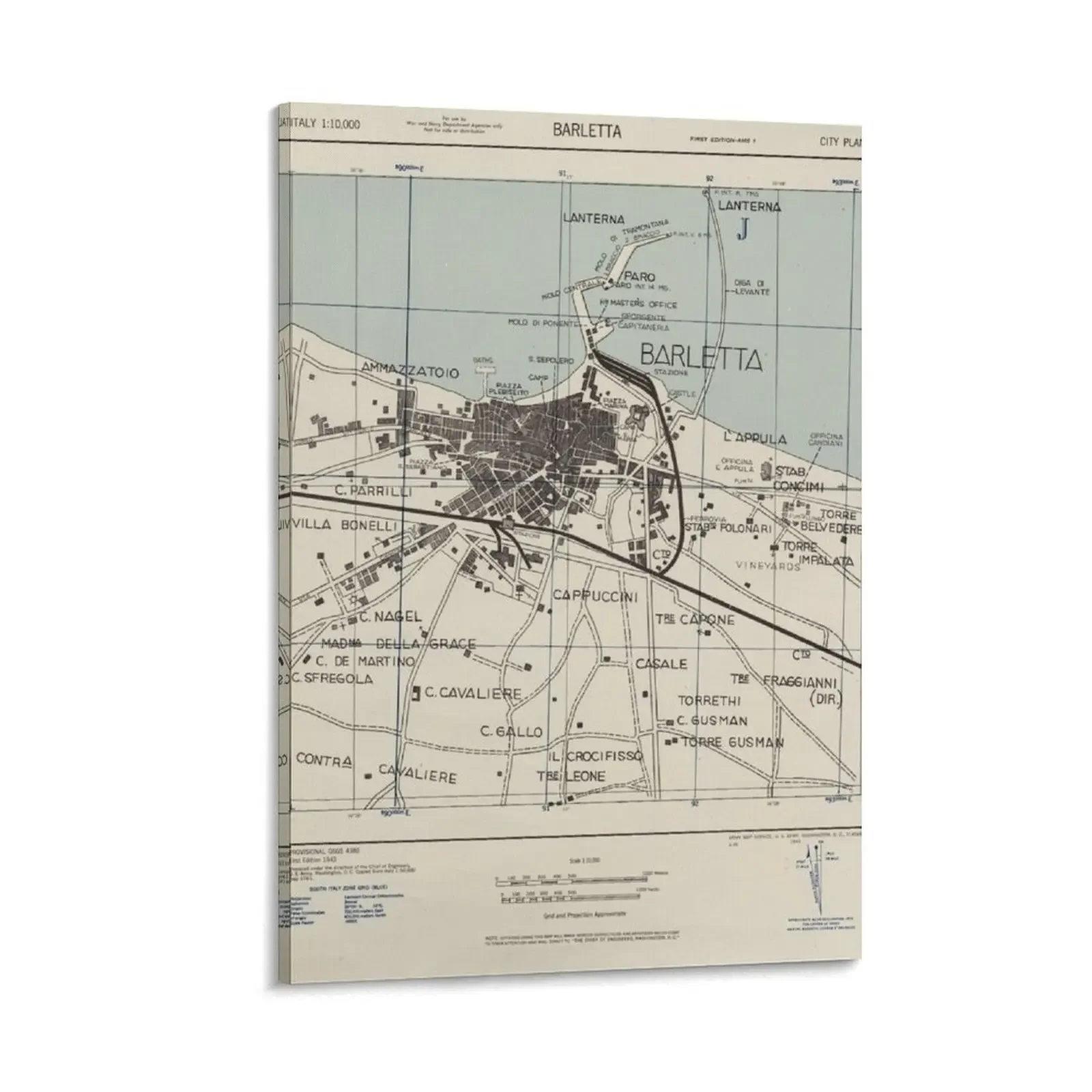 Vintage Map of Barletta Italy (1943) Canvas Painting home decors accessories Decorative paintings
Vintage Map of Barletta Italy (1943) Canvas Painting home decors accessories Decorative paintings