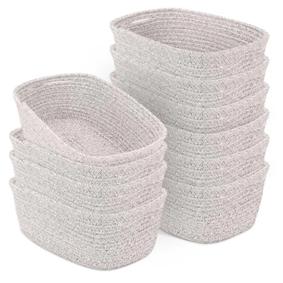 Pack Small Woven Baskets for Organizing, 12"x8"x5" Cotton Rope Storage Bins with Handle, Empty Gift Basket Kit for Baby Shower,
Pack Small Woven Baskets for Organizing, 12"x8"x5" Cotton Rope Storage Bins with Handle, Empty Gift Basket Kit for Baby Shower,