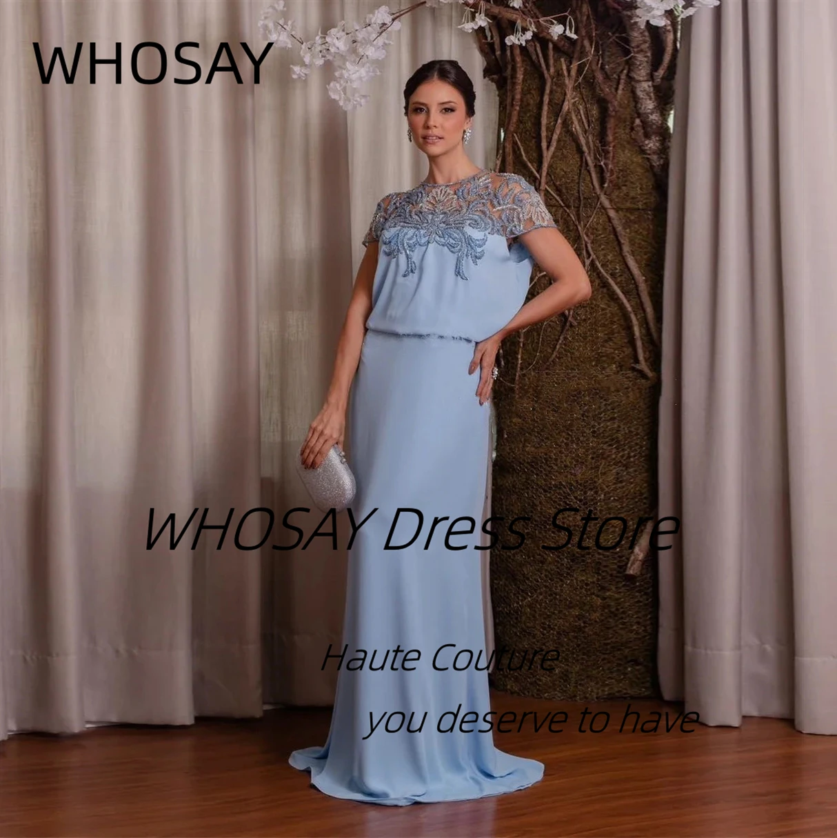 WHOSAY Customized Beading Prom Dresses O-Neck Short Sleeves Wedding Party Mother of the Bride Dress Long Elegant Evening Gowns
WHOSAY Customized Beading Prom Dresses O-Neck Short Sleeves Wedding Party Mother of the Bride Dress Long Elegant Evening Gowns